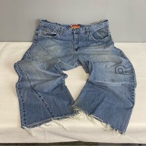 Rocawear Jeans Mens 42x27 Blue Baggy Wide Leg Skater Hip Hop 90s Y2K Vtg Stained